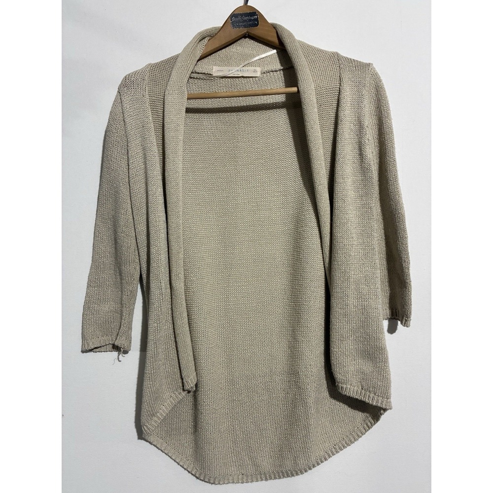 Zara Knit Cream Open Face‎ Cardigan Womens Size Large Preppy